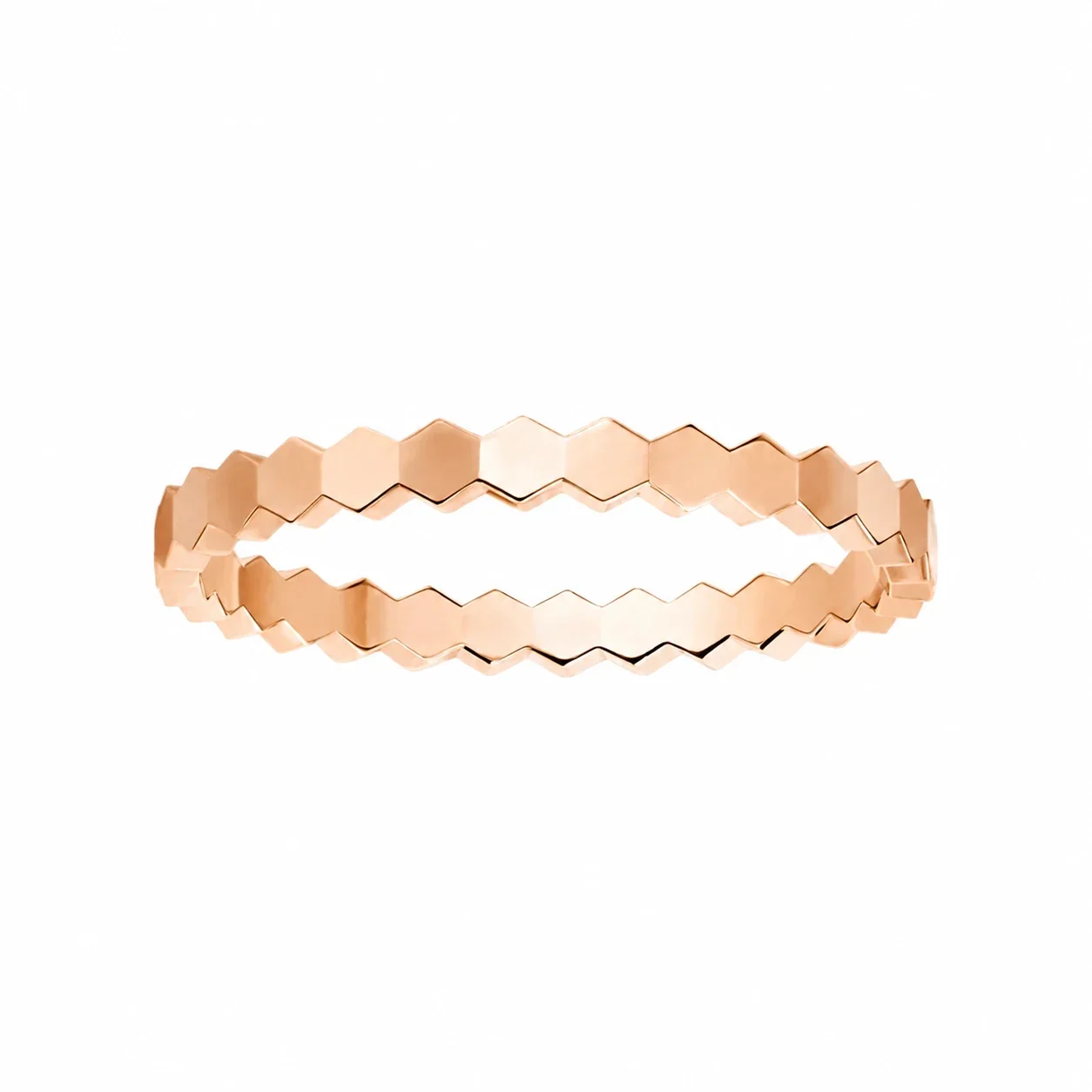 Honeycomb 925 Sterling Silver Hexagon Clear Stone Ring - Rose Gold Without Stones