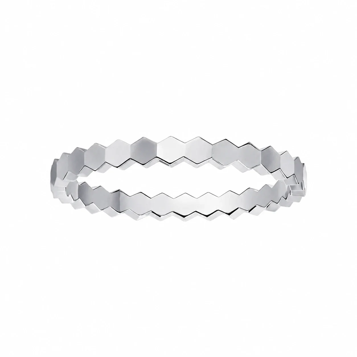 Honeycomb 925 Sterling Silver Hexagon Clear Stone Ring - Silver Without Stones
