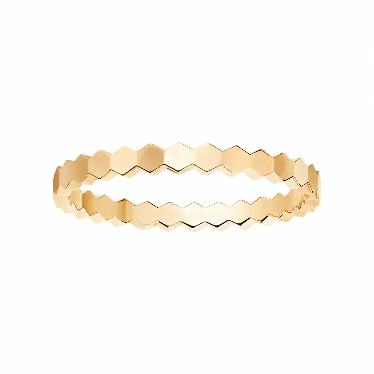 Honeycomb 925 Sterling Silver Hexagon Clear Stone Ring - Gold Without Stones
