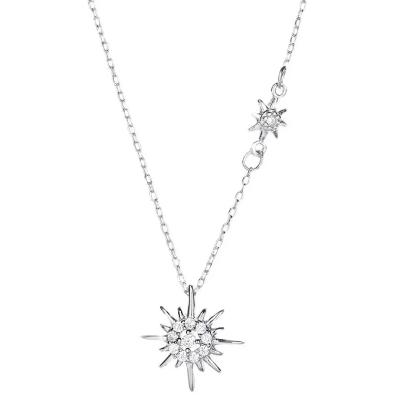 Radiant Silver-Plated Sunburst Crystal Copper Necklace