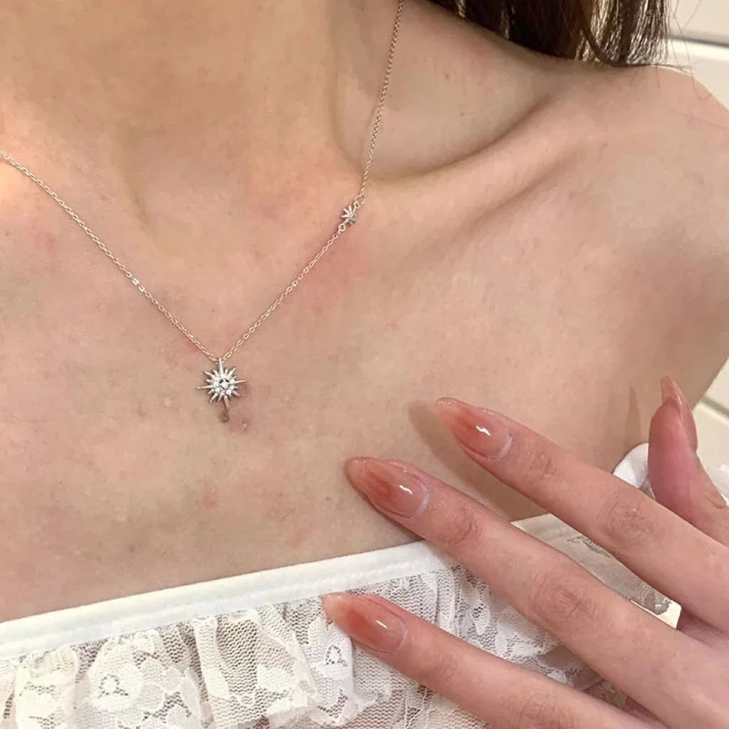 Radiant Silver-Plated Sunburst Crystal Copper Necklace