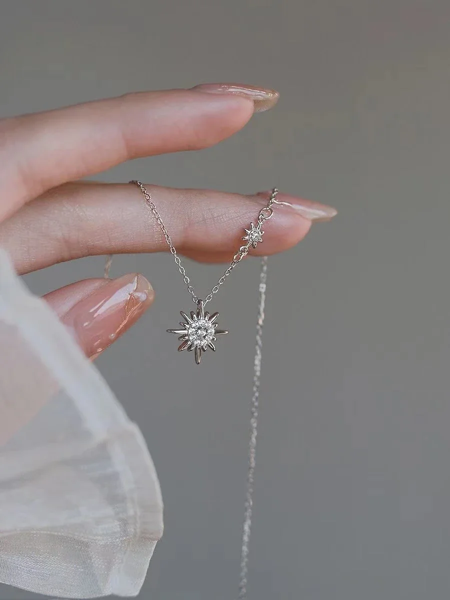 Radiant Silver-Plated Sunburst Crystal Copper Necklace