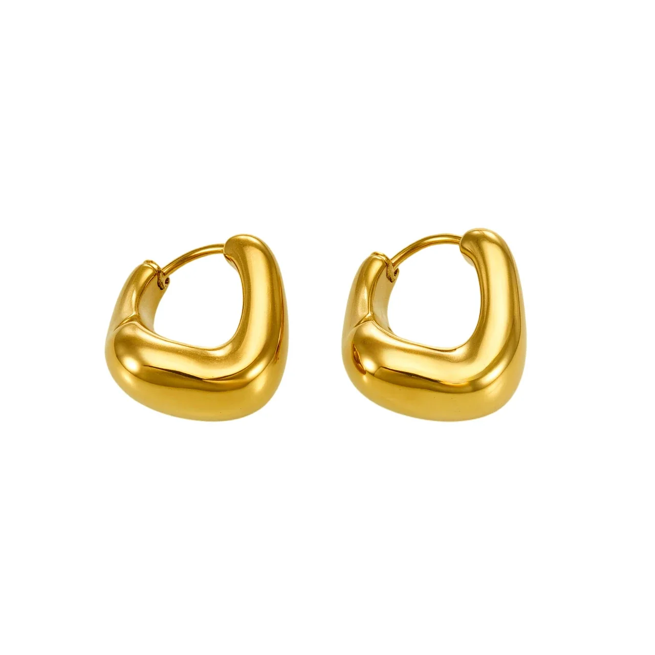 Puffy U-Hoop Stainless Steel Hinged Hoop Earrings