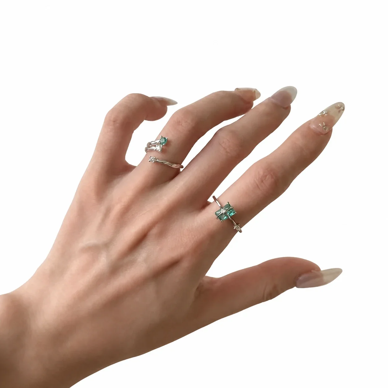 Ethereal Silver-Plated Emerald-Cut Star Accent Copper Ring