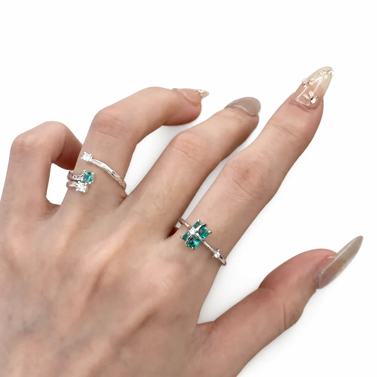 Ethereal Silver-Plated Emerald-Cut Star Accent Copper Ring
