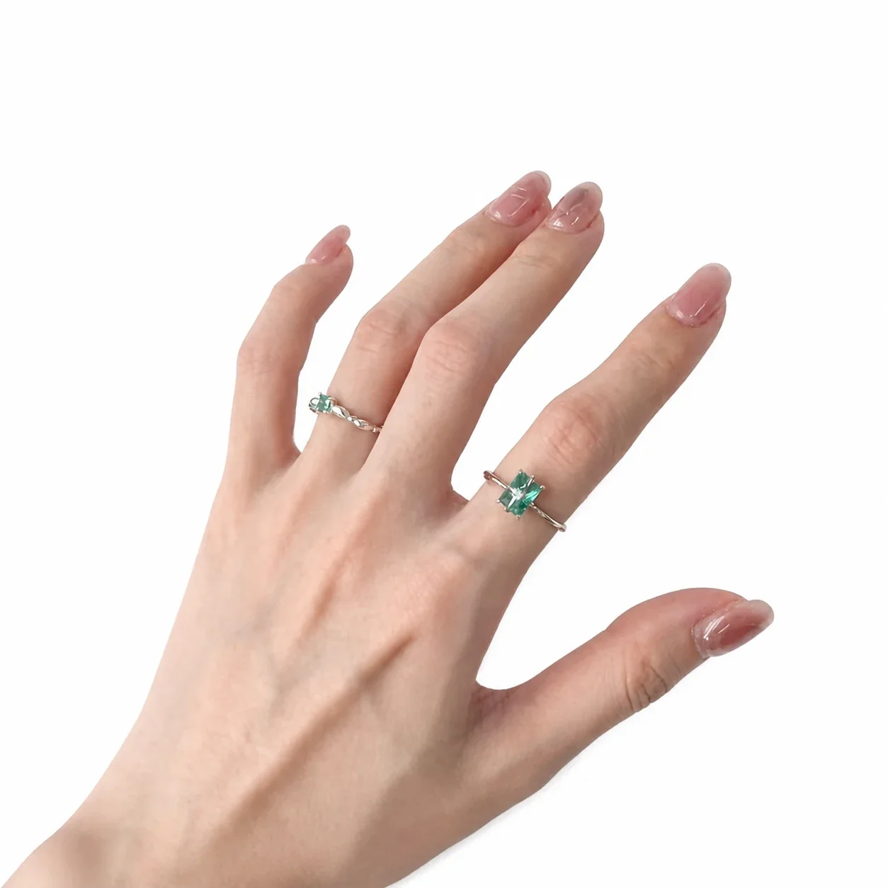 Ethereal Silver-Plated Emerald-Cut Star Accent Copper Ring