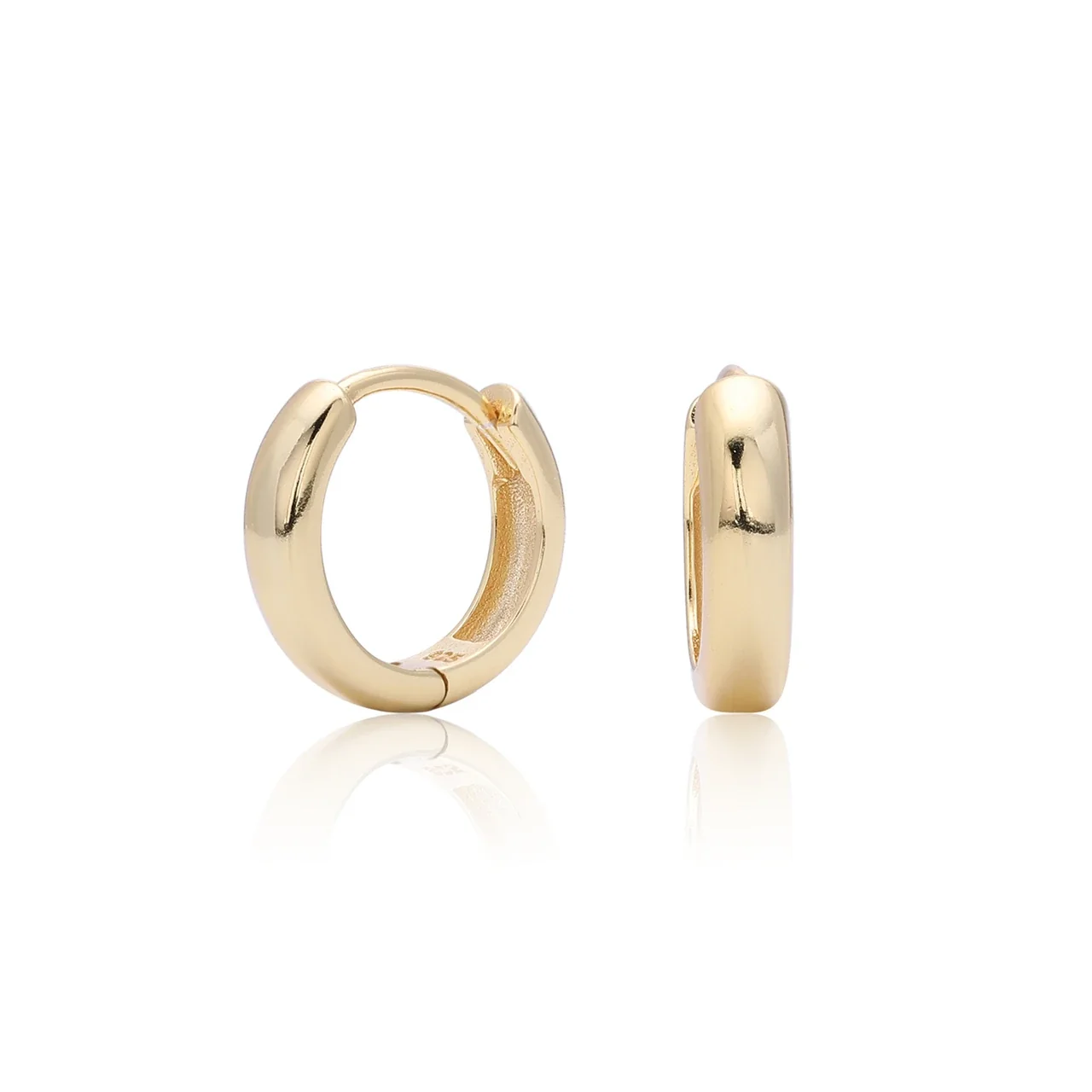 Sleek 925 Sterling Silver Gold-Plated Wide Huggie Hoop Earrings