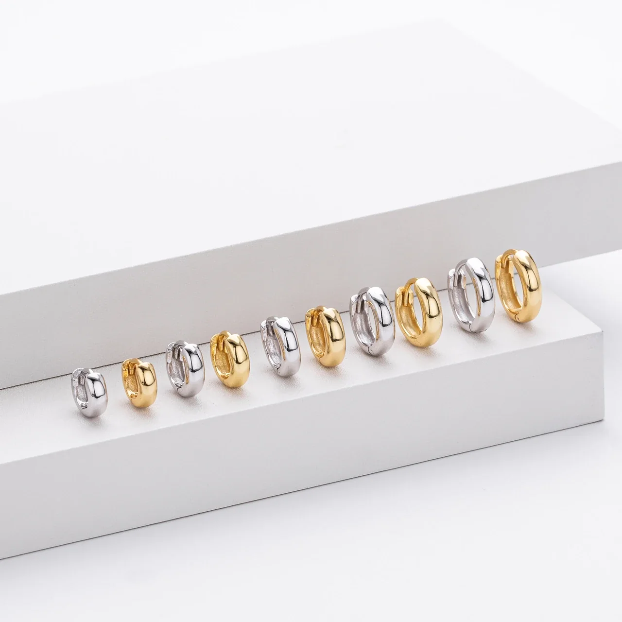 Sleek 925 Sterling Silver Gold-Plated Wide Huggie Hoop Earrings