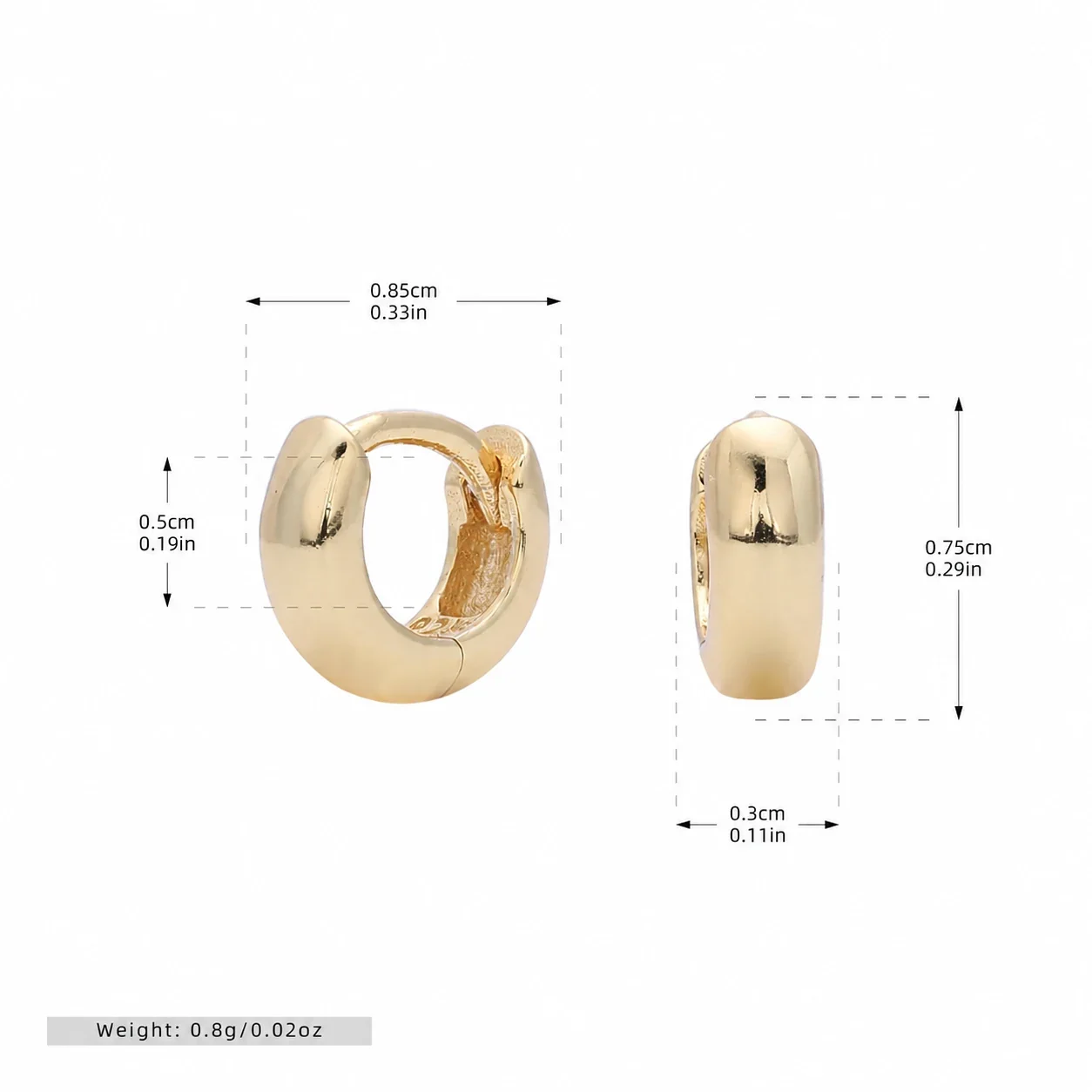 Sleek 925 Sterling Silver Gold-Plated Wide Huggie Hoop Earrings - Gold