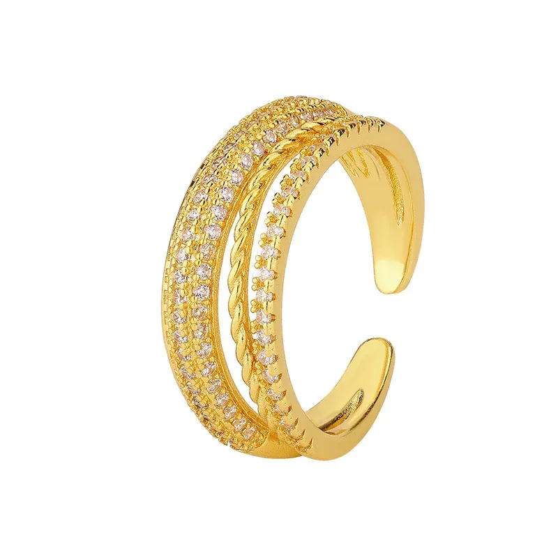 Sculptural Copper Pavé Rope Open Ring