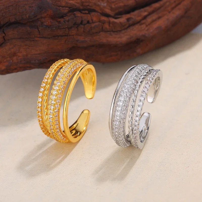 Sculptural Copper Pavé Rope Open Ring