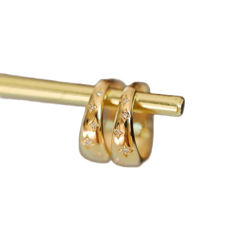 Celestial Copper 18K Gold-Plated Star-Motif Huggie Hoop Earrings