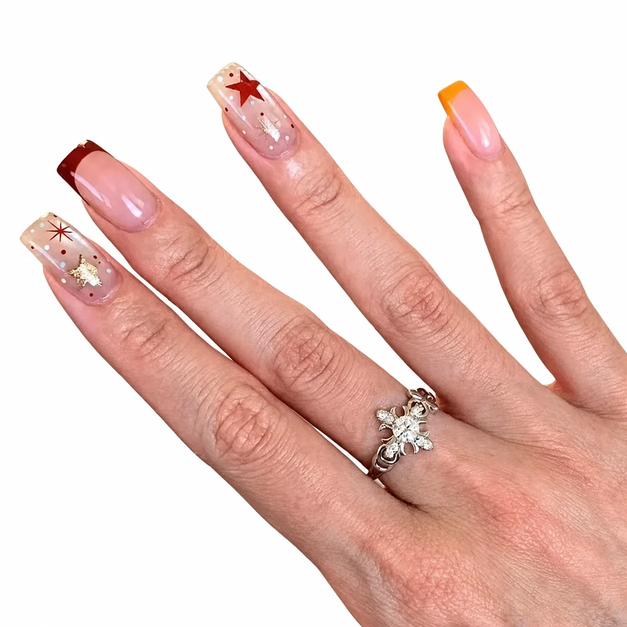 Ornate Fleur-de-Lis Round CZ Silver-Plated Copper Ring