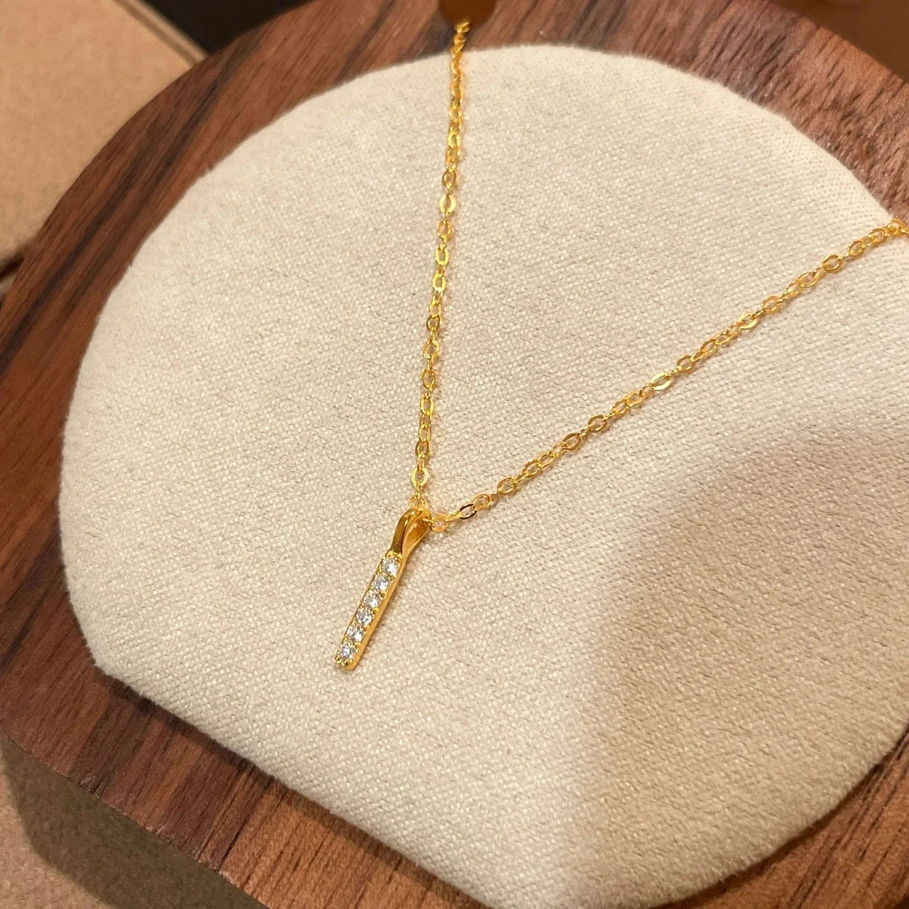 Minimalist Pavé Bar 925 Sterling Silver Cable Chain Necklace