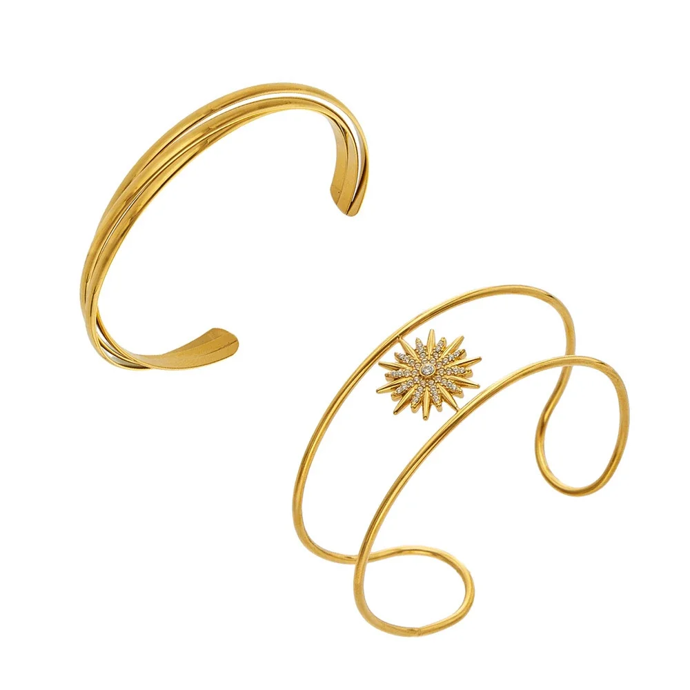 Radiant Sunburst Cubic Zirconia Triple-Wire Open Bangle
