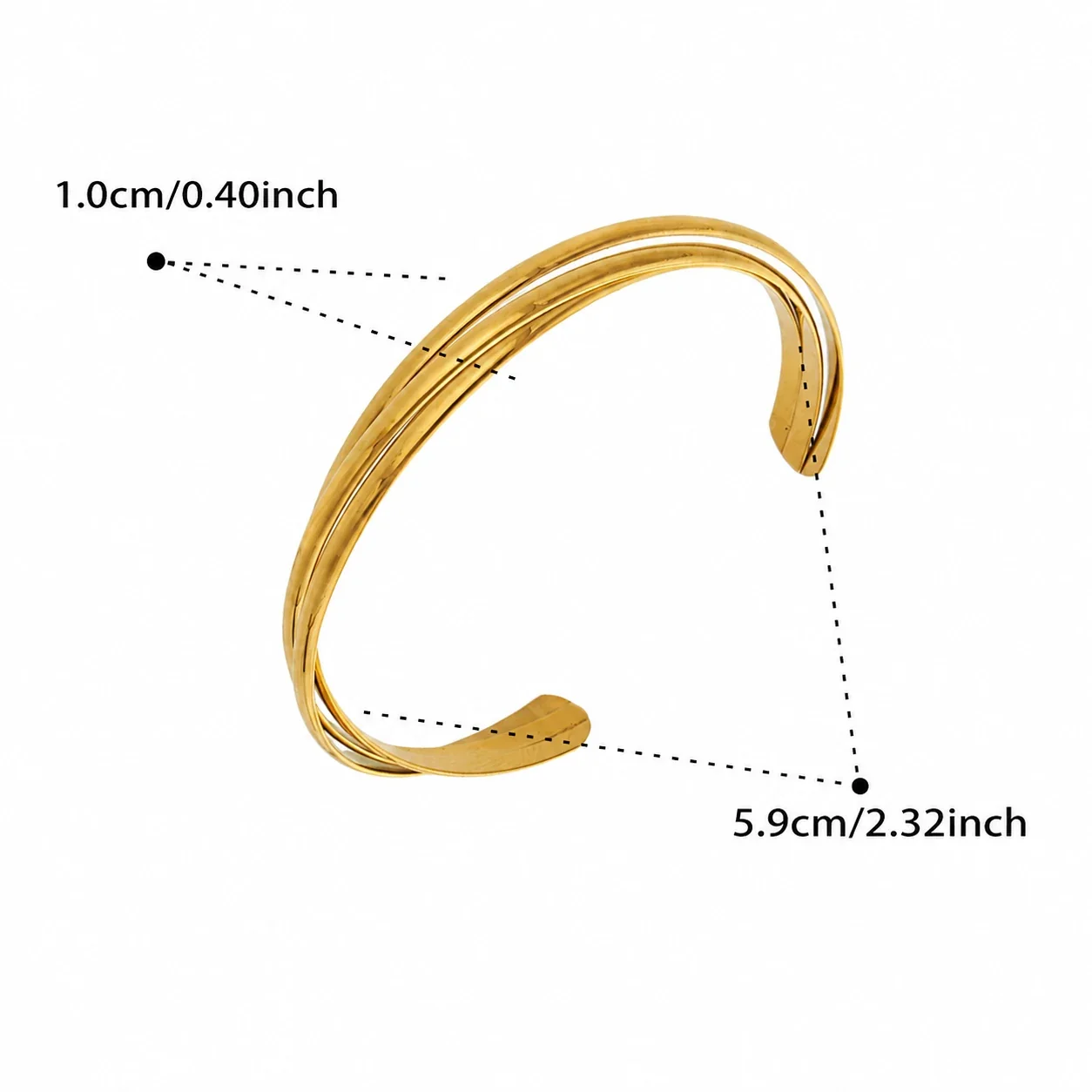 Radiant Sunburst Cubic Zirconia Triple-Wire Open Bangle - Gold Triple-Wire