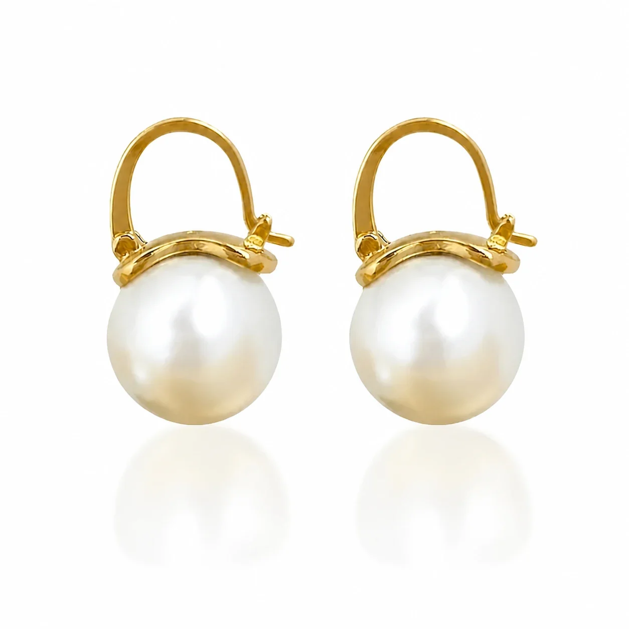Petite Arched Hoop 925 Sterling Silver Pearl Drop Earrings