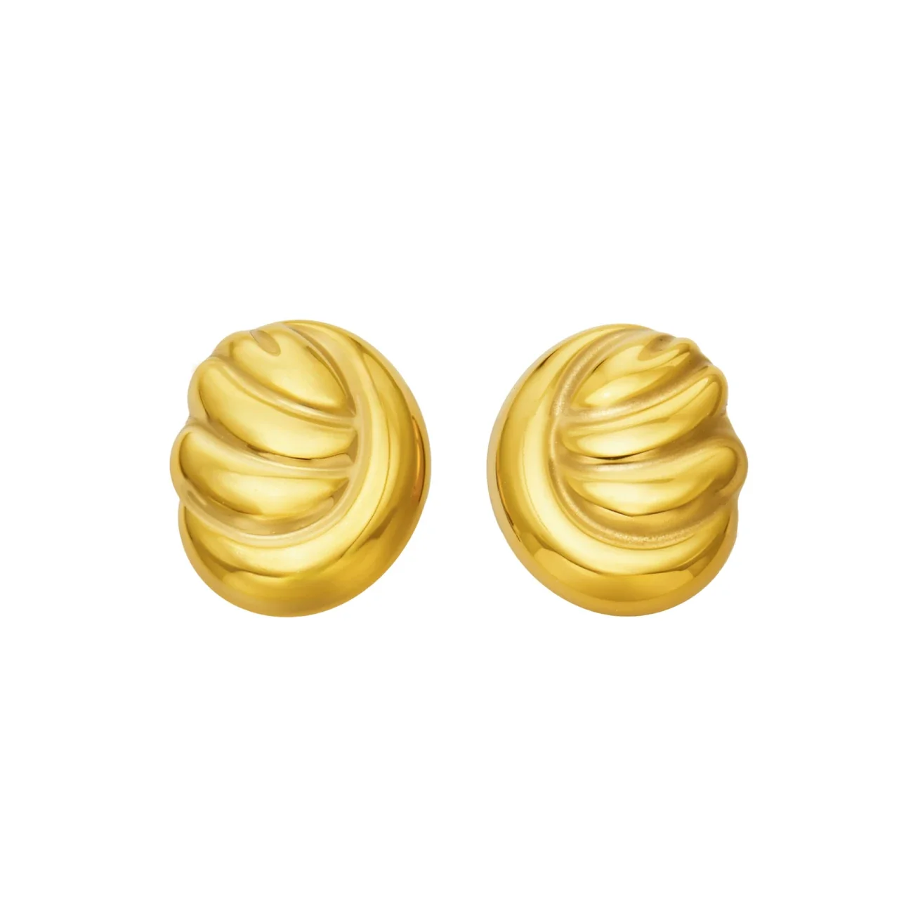 Sculptural Fluted Dome Stainless Steel Stud Earrings