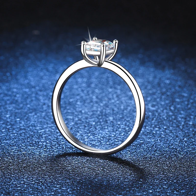 Refined Emerald-Cut Prong-Set 925 Sterling Silver Ring
