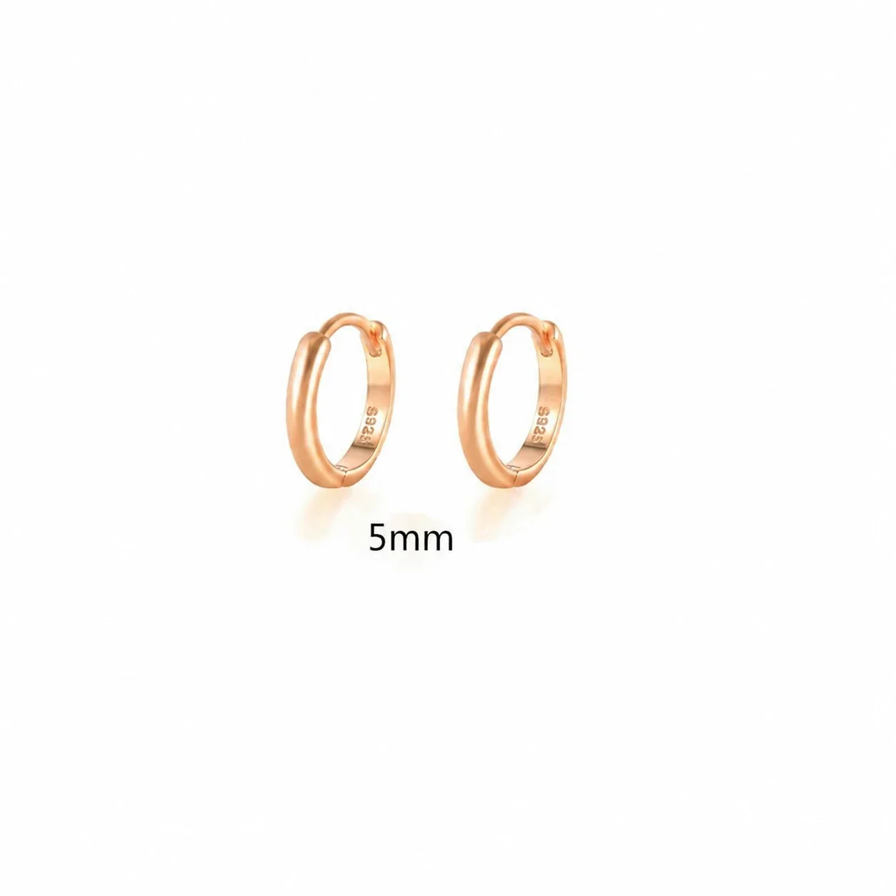 Colorful Gold-Plated Round Stone Huggie Hoop Earrings - Rose Gold