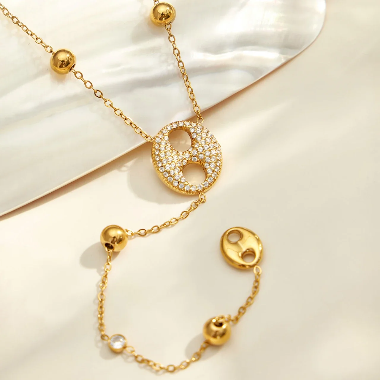 Pavé Open-Disc Stainless Steel Necklace