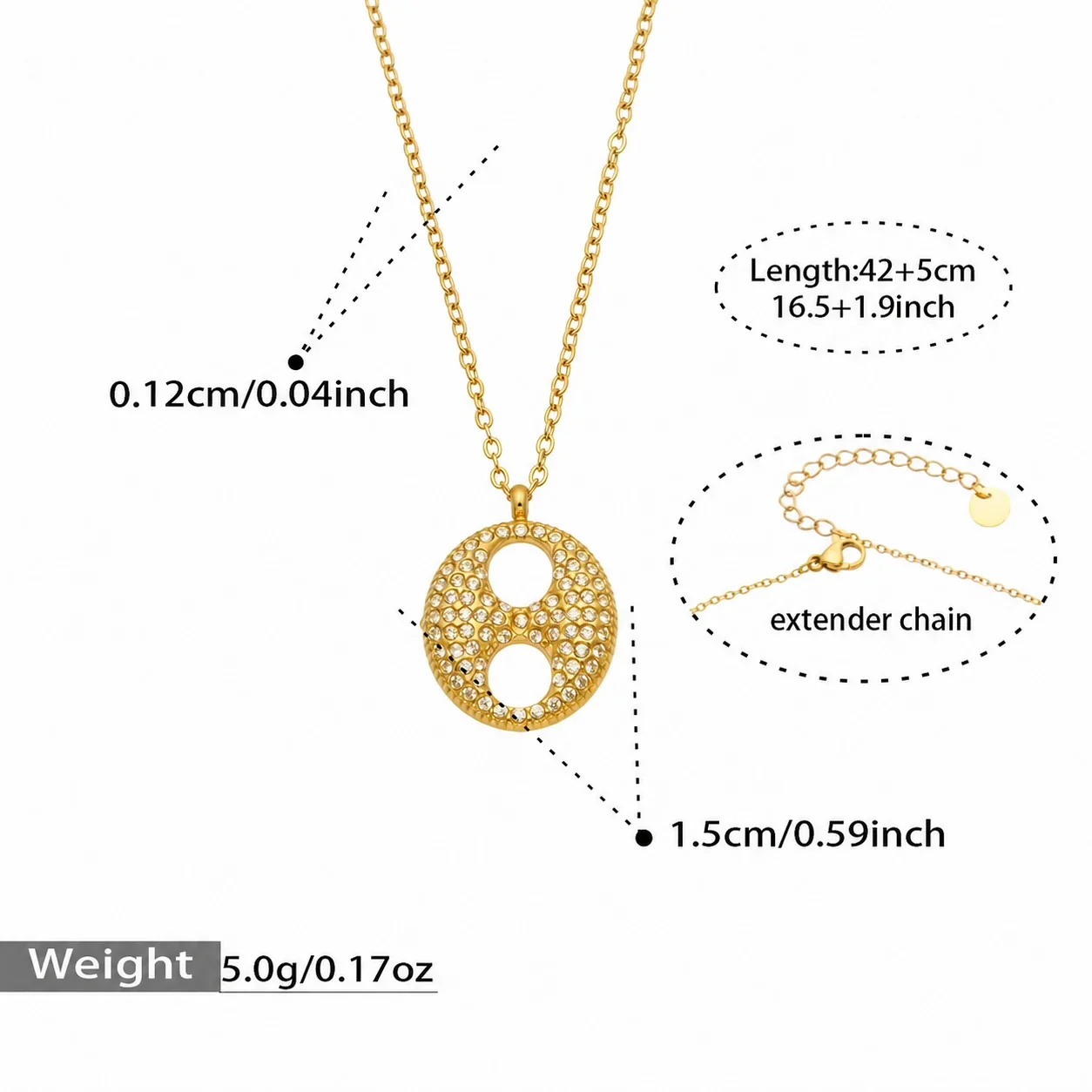 Pavé Open-Disc Stainless Steel Necklace - Gold CZ Disc