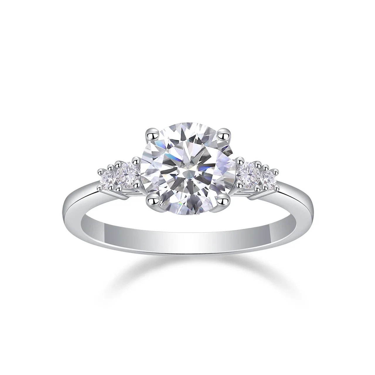 Radiant 925 Sterling Silver Round Cluster Moissanite Ring