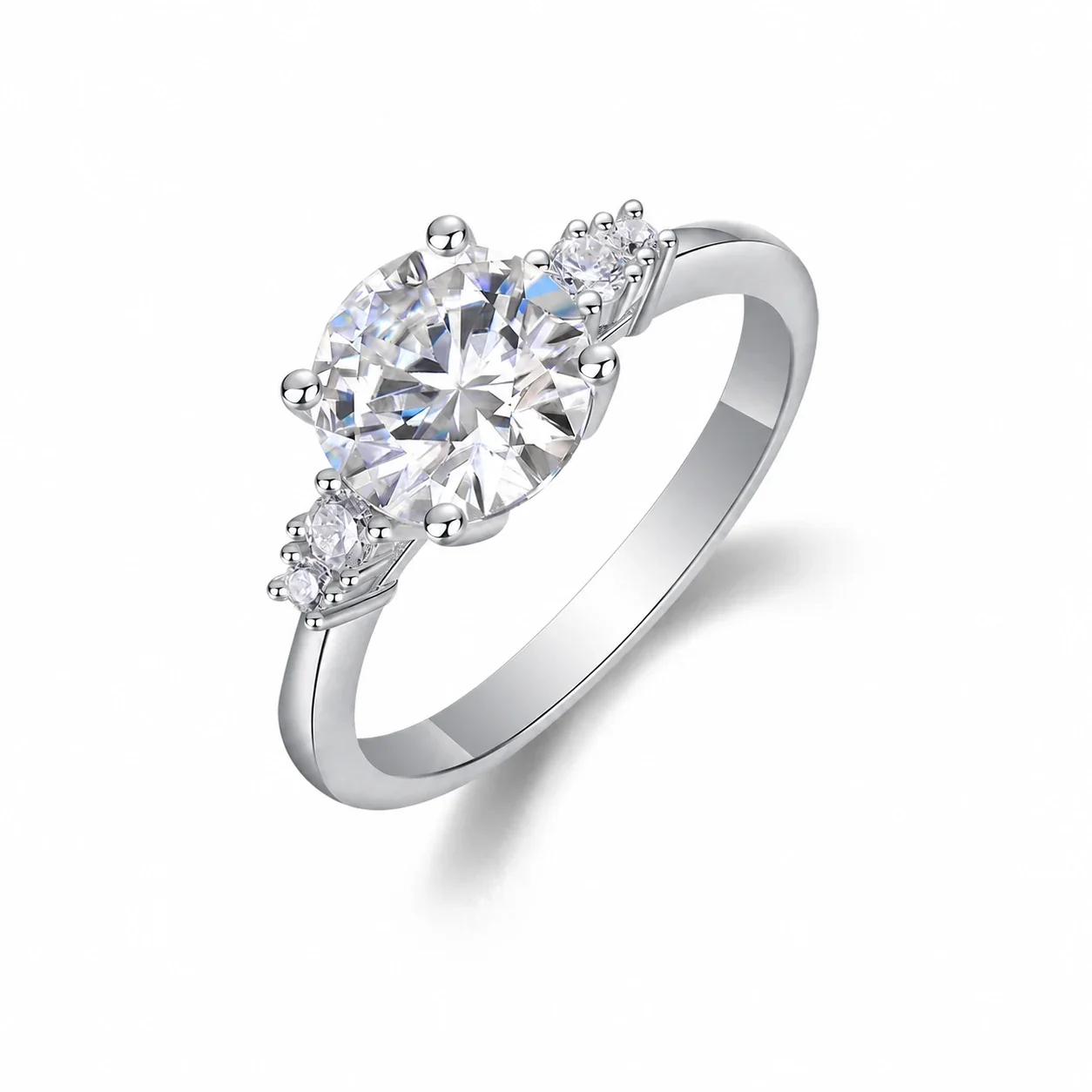 Radiant 925 Sterling Silver Round Cluster Moissanite Ring