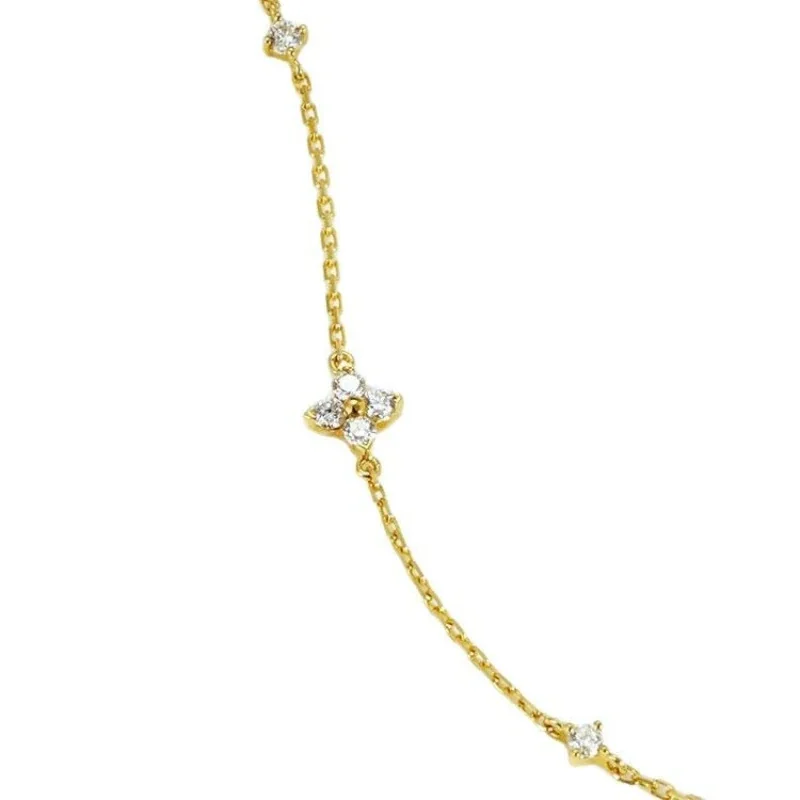 Delicate 18K Gold-Plated Four-Stone Flower Bracelet
