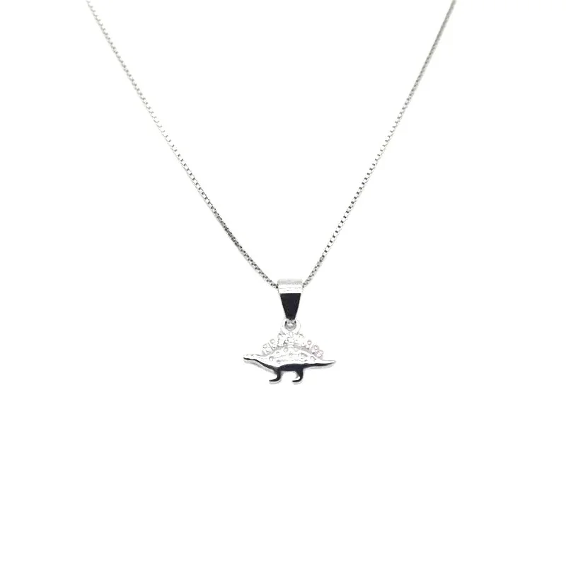 Playful Crystal-Set Dinosaur 925 Sterling Silver Pendant