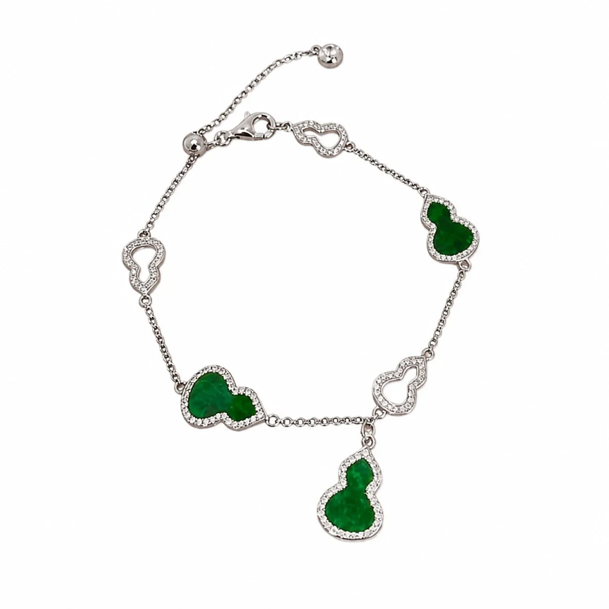 Delicate Silver-Plated Copper Gourd Charm Chain Bracelet