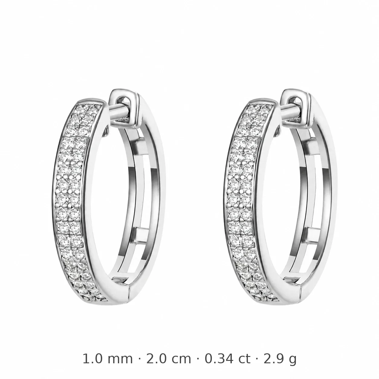 Polished 925 Sterling Silver Pavé Huggie Hoop Earrings - Silver