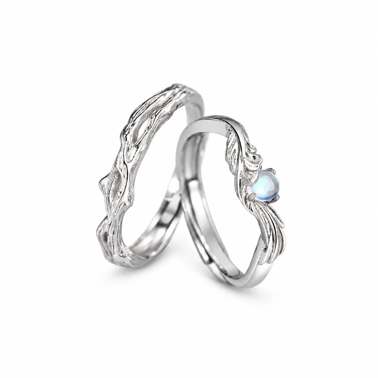 Organic Branch Blue Stone Open 925 Sterling Silver Rings