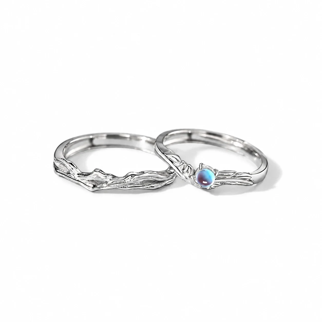 Organic Branch Blue Stone Open 925 Sterling Silver Rings