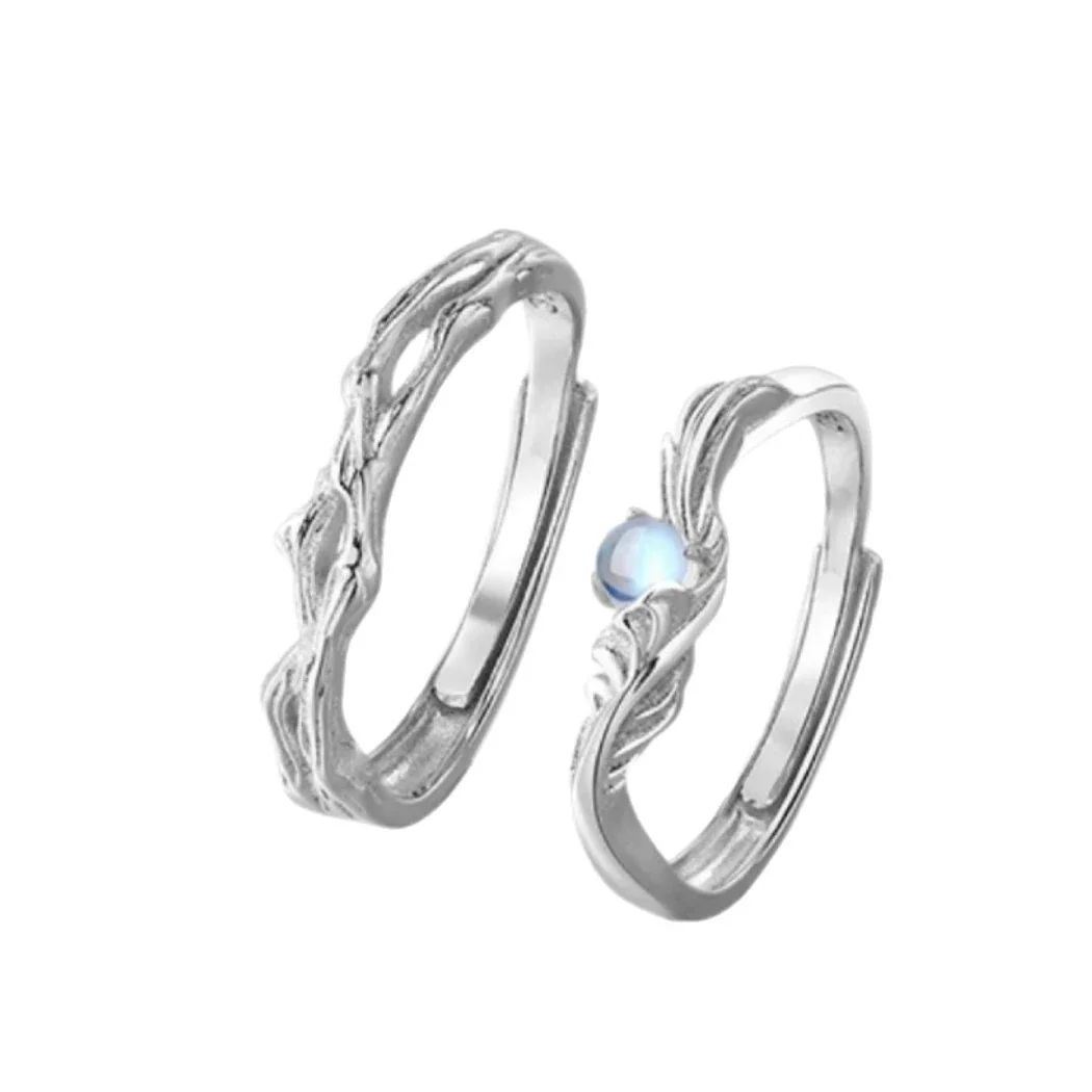 Organic Branch Blue Stone Open 925 Sterling Silver Rings