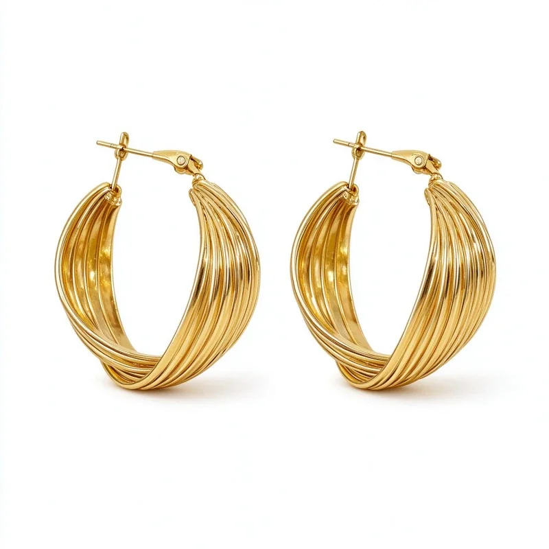 Sculptural Copper Multi-Wire Oval Hoop Earrings