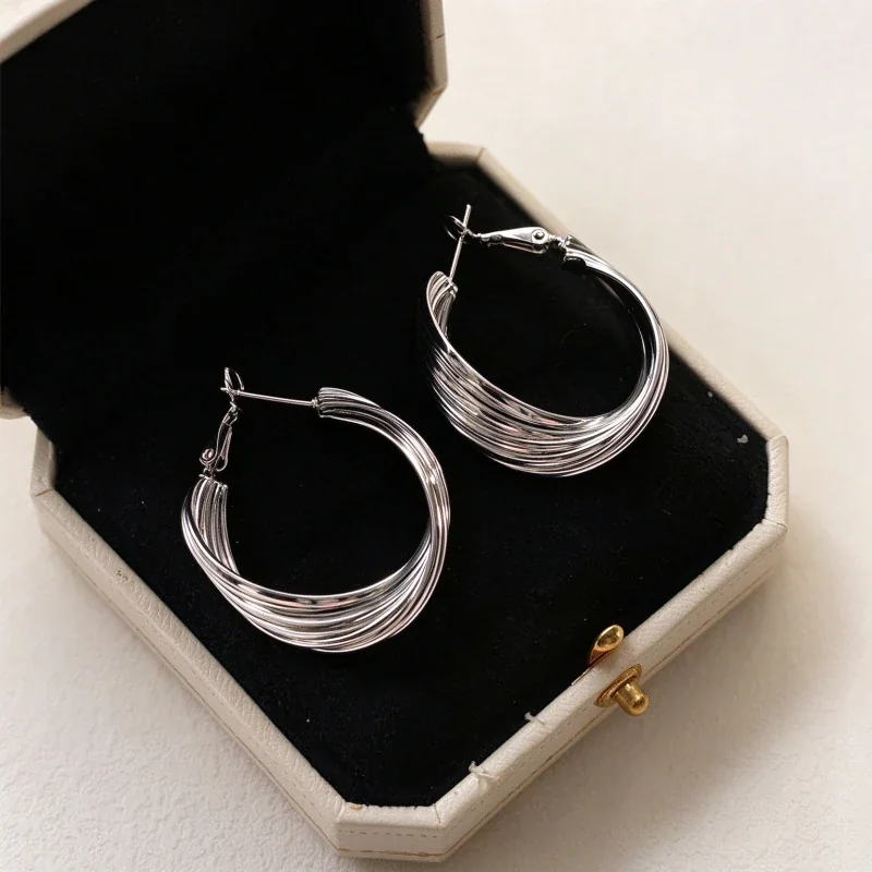 Sculptural Copper Multi-Wire Oval Hoop Earrings
