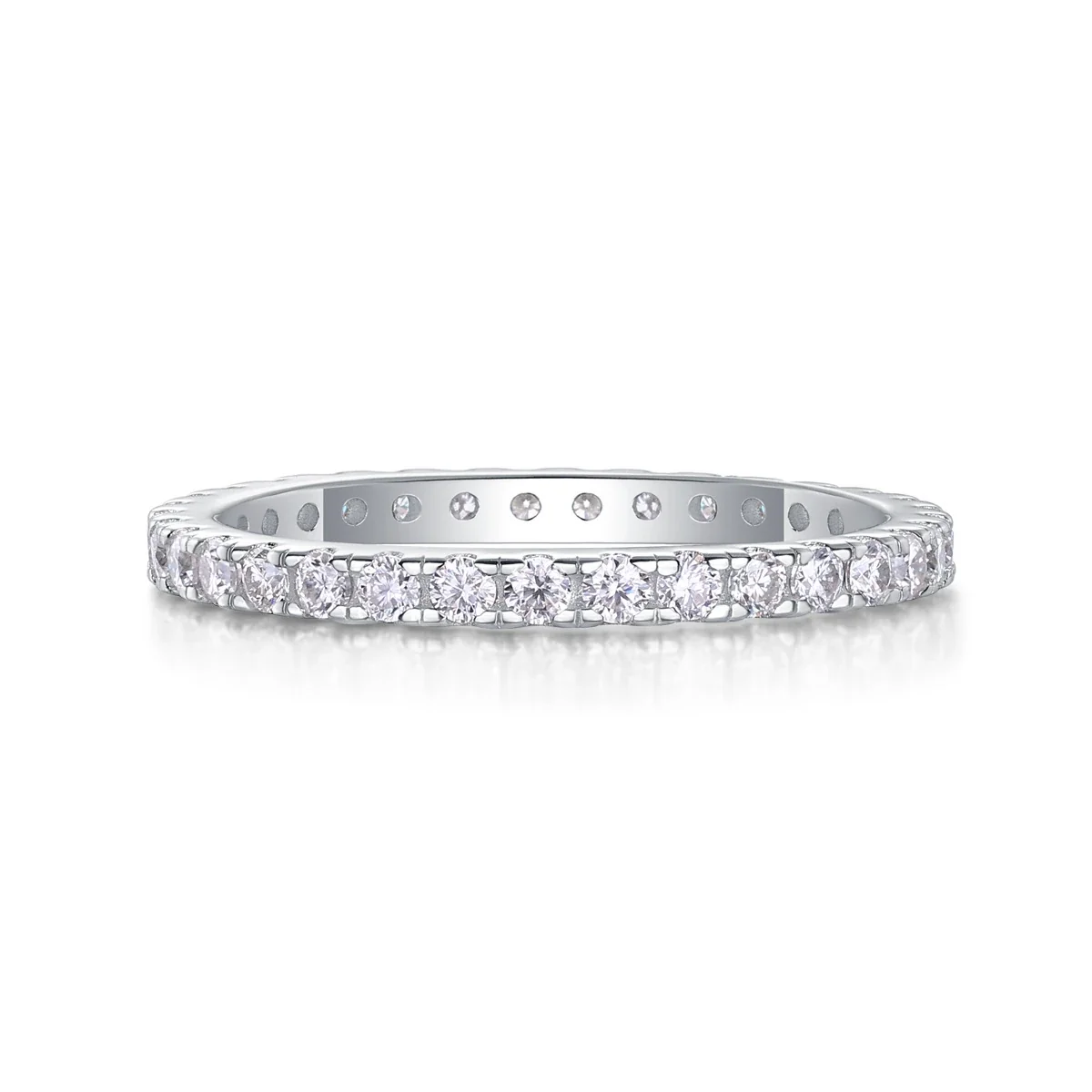 Dainty 925 Sterling Silver Round Prong-Set Eternity Ring
