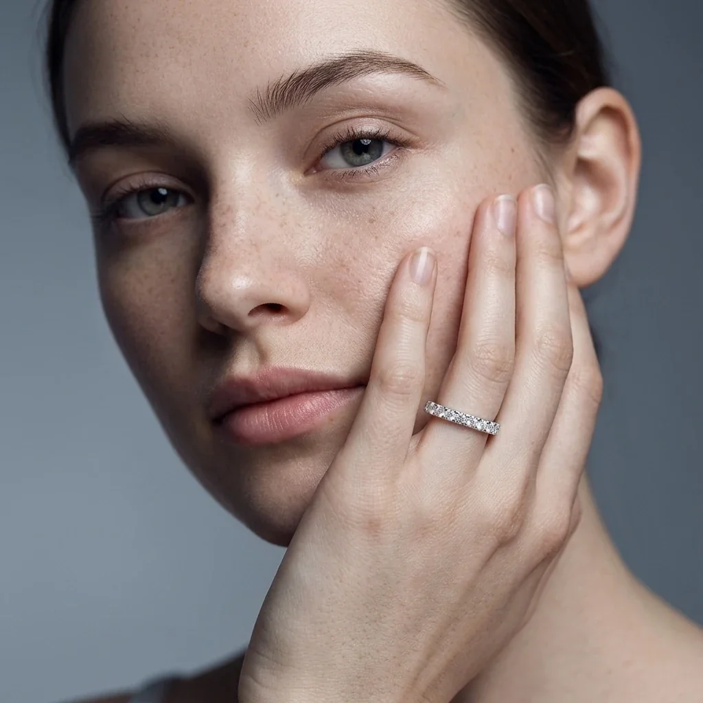 Dainty 925 Sterling Silver Round Prong-Set Eternity Ring