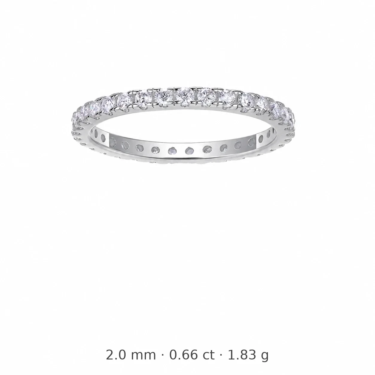 Dainty 925 Sterling Silver Round Prong-Set Eternity Ring - Silver