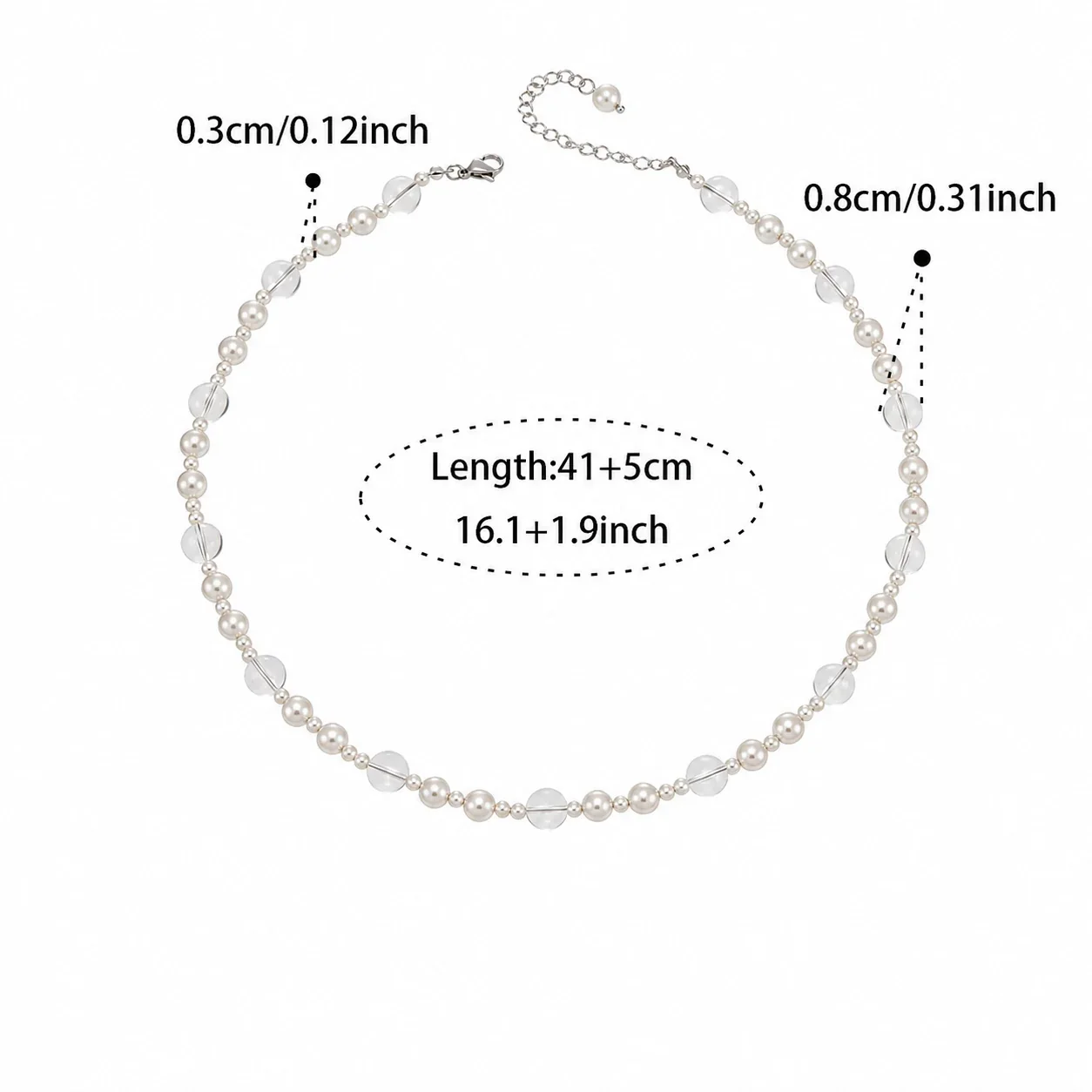 Irregular Pearl Clear Bead Gold-Plated Chain Necklace - Steel Clear Bead Style A
