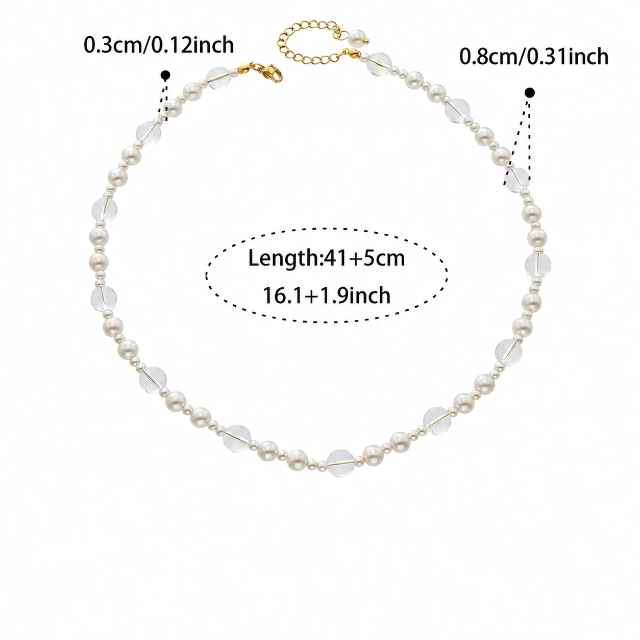 Irregular Pearl Clear Bead Gold-Plated Chain Necklace - Gold Clear Bead Style A