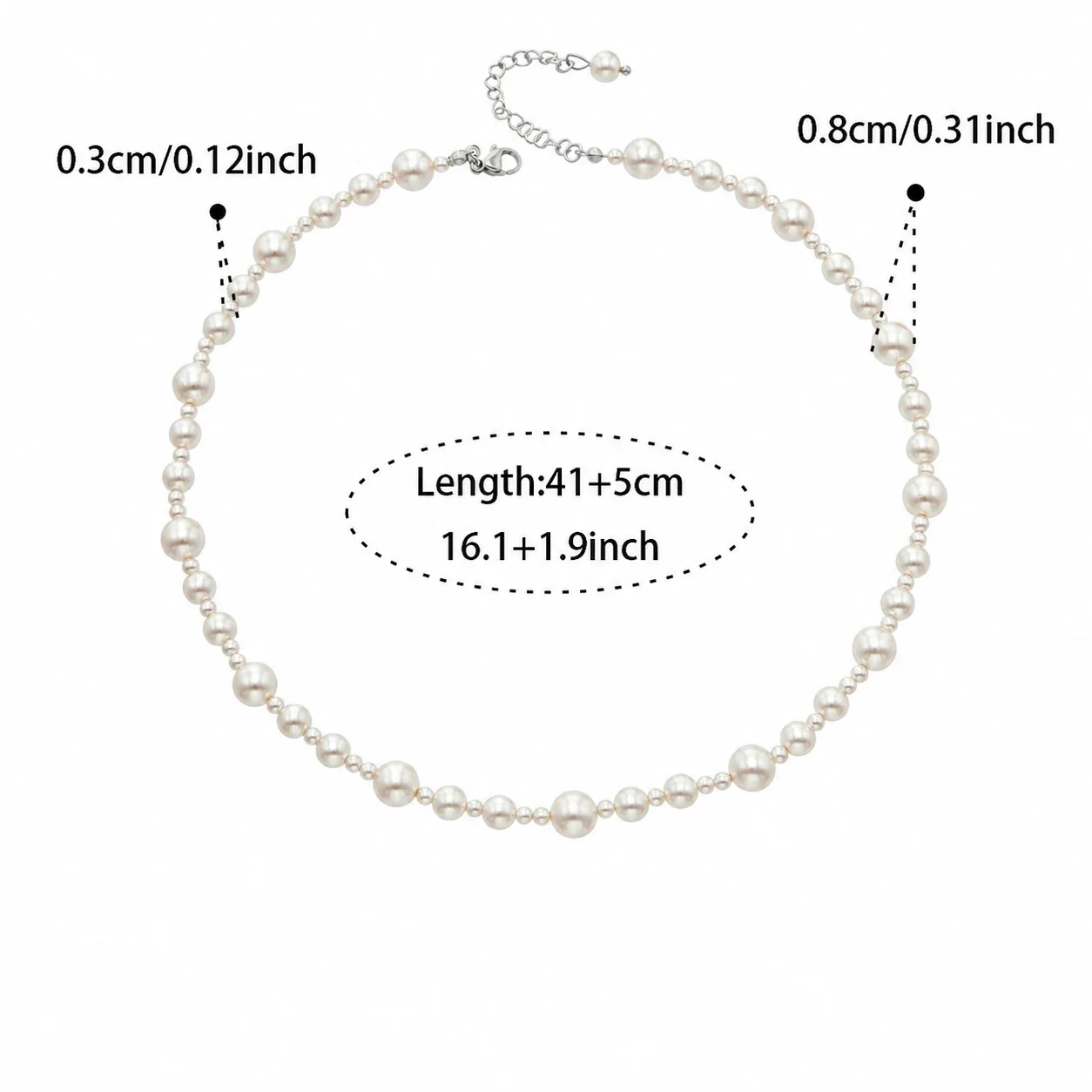 Irregular Pearl Clear Bead Gold-Plated Chain Necklace - Steel Clear Bead Style B