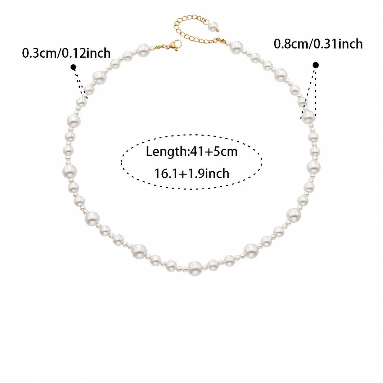 Irregular Pearl Clear Bead Gold-Plated Chain Necklace - Gold Clear Bead Style B