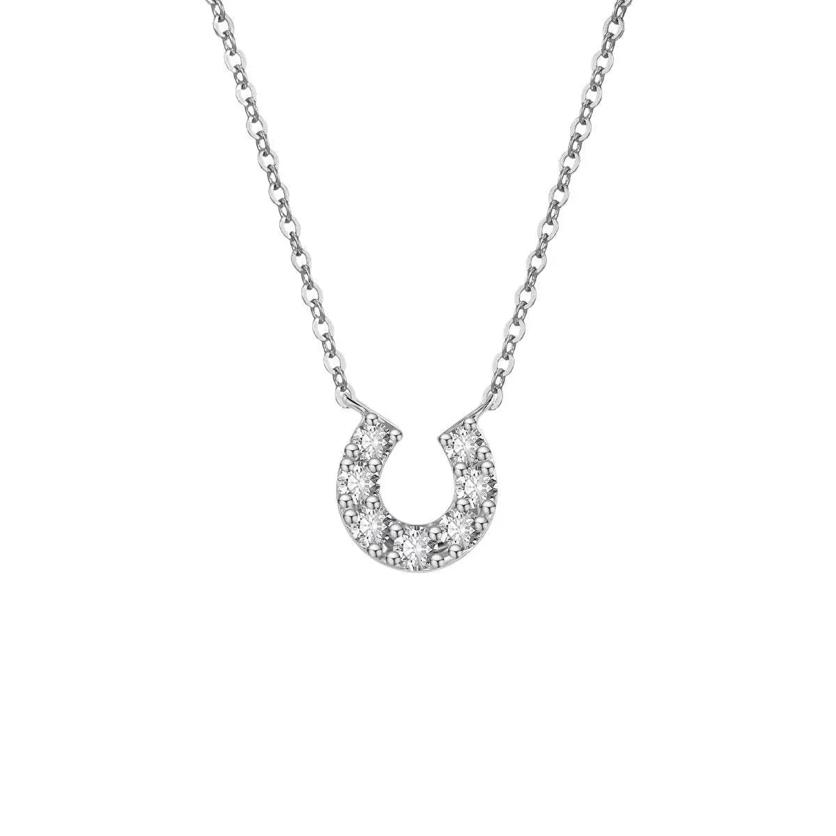Petite Horseshoe Pavé 925 Sterling Silver Necklace