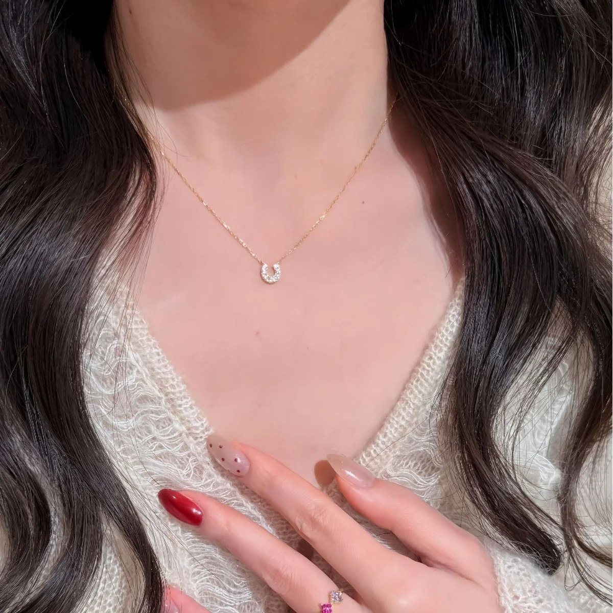 Petite Horseshoe Pavé 925 Sterling Silver Necklace