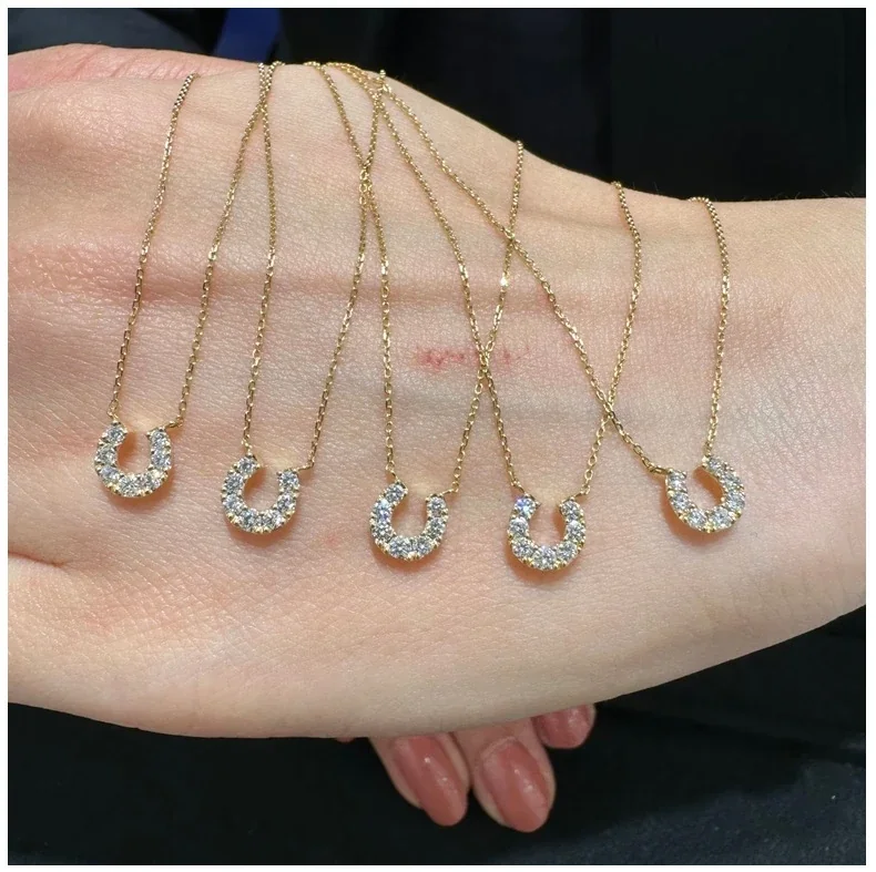 Petite Horseshoe Pavé 925 Sterling Silver Necklace