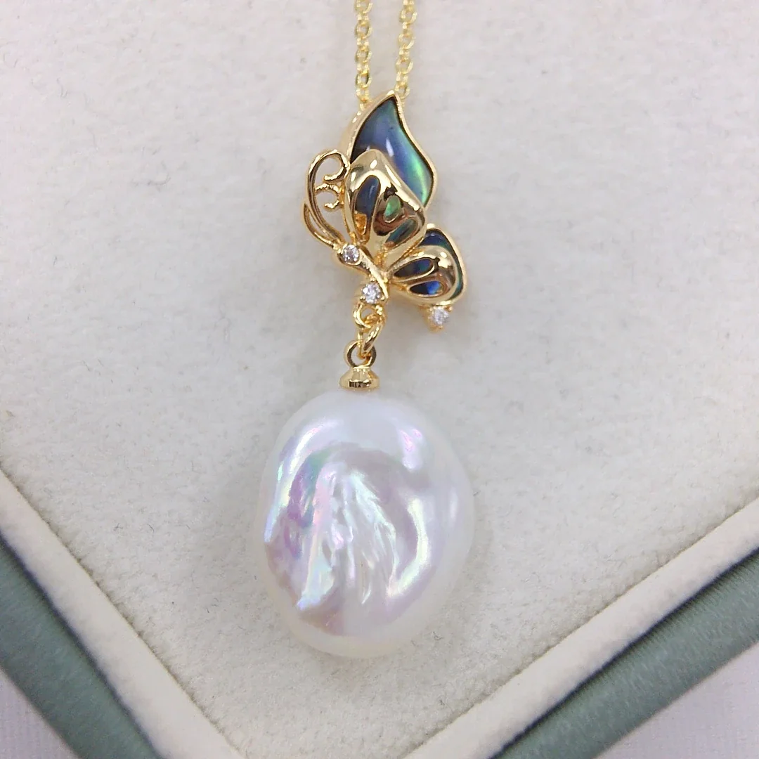 Lustrous Gold-Plated Butterfly Baroque Freshwater Pearl Jewelry Set