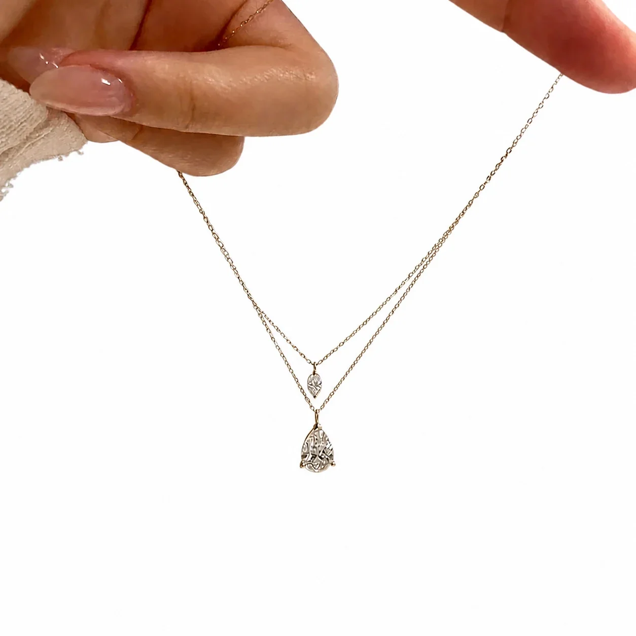 Airy Rose Gold-Plated Double-Layer Teardrop Crystal Necklace