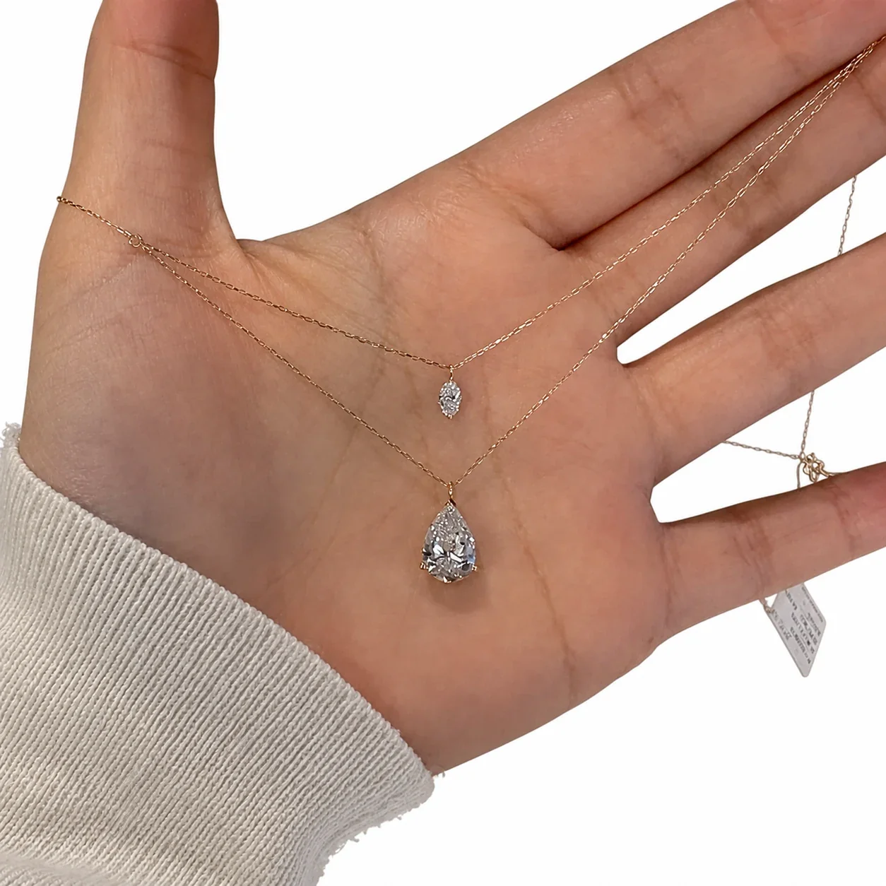 Airy Rose Gold-Plated Double-Layer Teardrop Crystal Necklace
